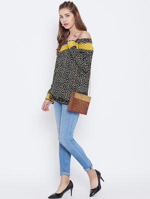 lace insert off shoulder top - 15735894 - Standard Image - 4