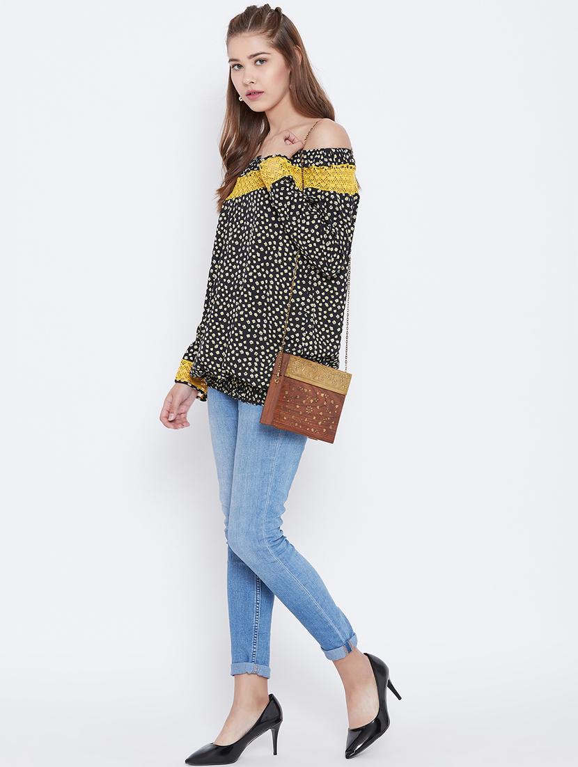 lace insert off shoulder top - 15735894 - Zoom Image - 4