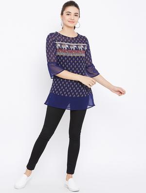 sheer paneled curved hem tunic - 15735895 - Standard Image - 4