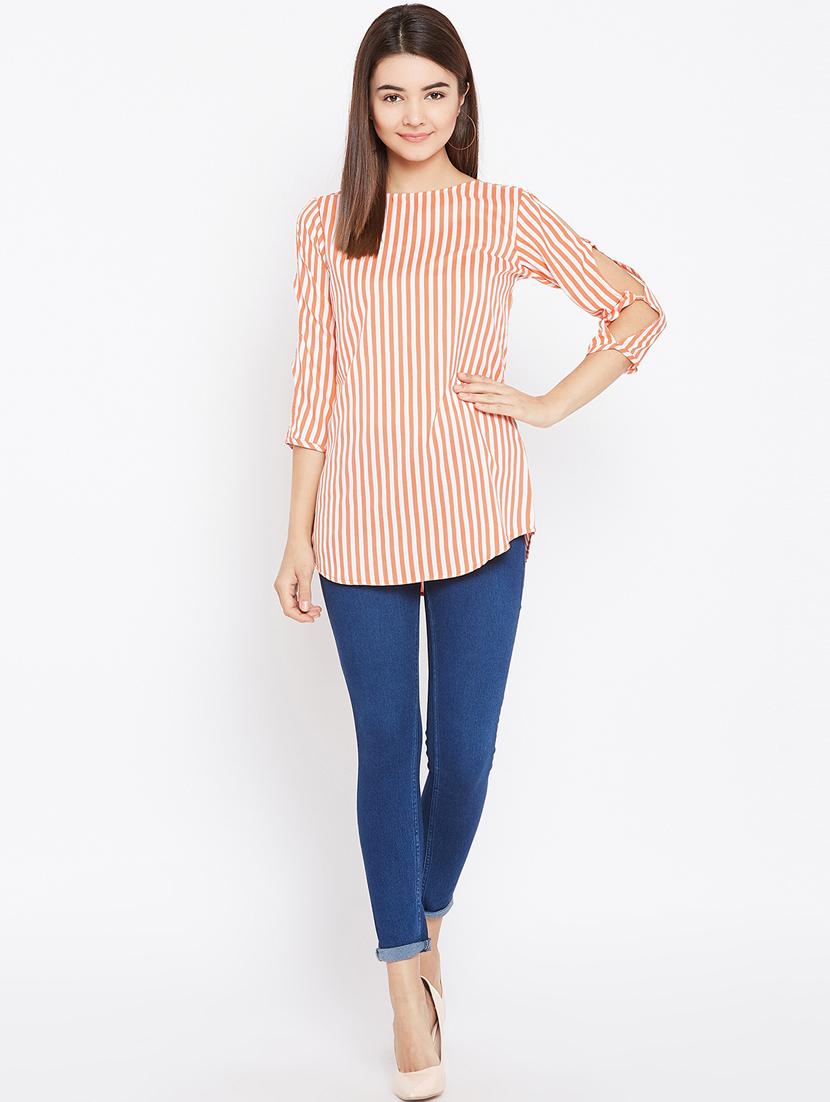 cut out sleeved striped tunic - 15735899 - Zoom Image - 4