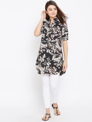 button detail floral tunic - 15735900 - Standard Image - 4