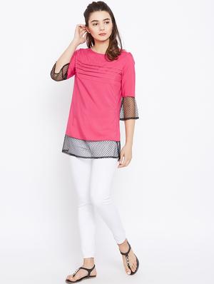 mesh paneled pintucked tunic - 15735915 - Standard Image - 4