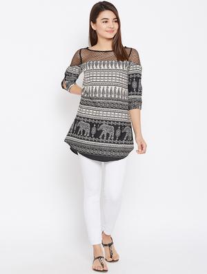 mesh paneled slit sleeved tunic - 15735916 - Standard Image - 4