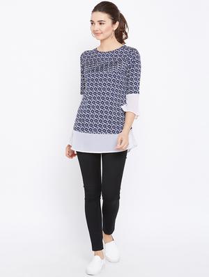 contrast paneled pintucked tunic - 15735917 - Standard Image - 4