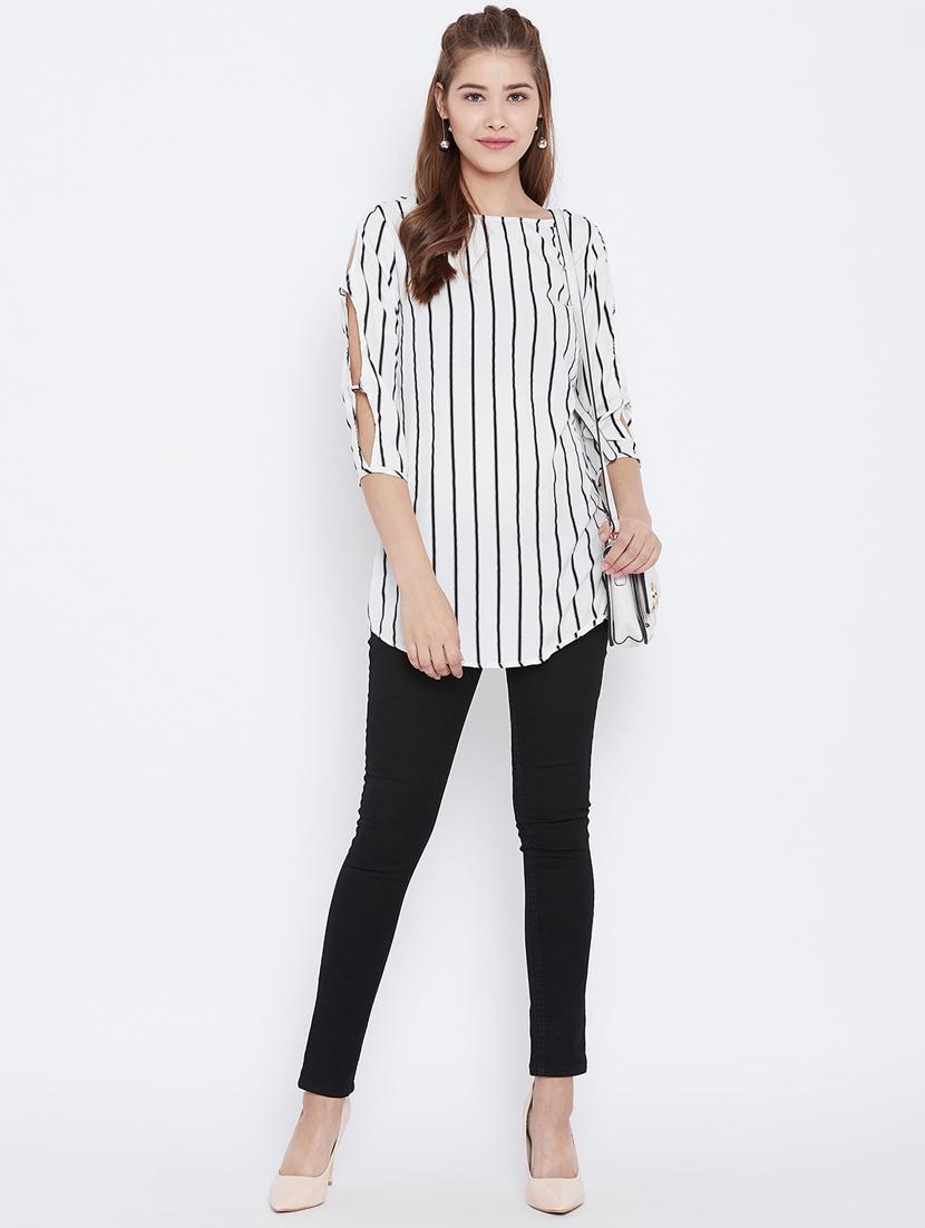 slit sleeved striped tunic - 15736679 - Zoom Image - 4