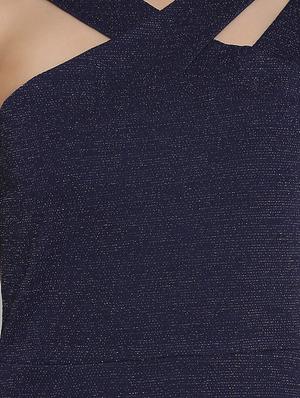navy blue shimmery high slit dress - 15736793 - Standard Image - 4