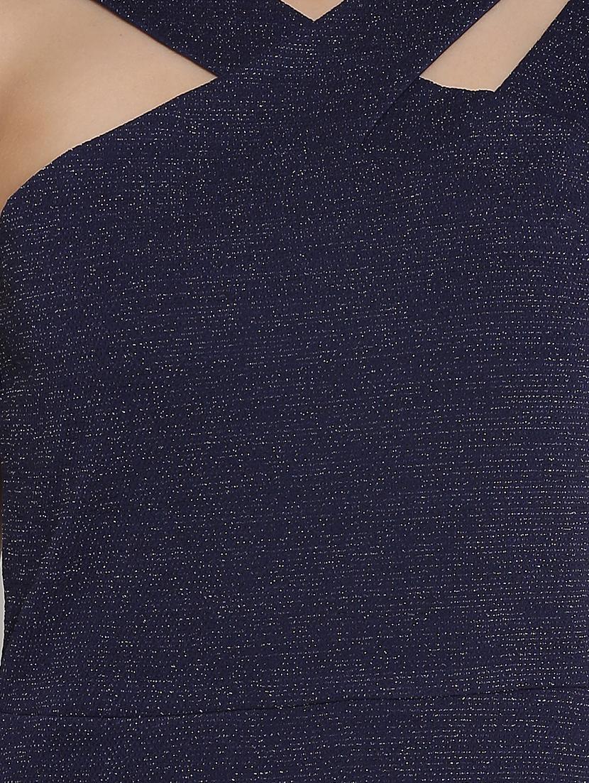 navy blue shimmery high slit dress - 15736793 - Zoom Image - 4