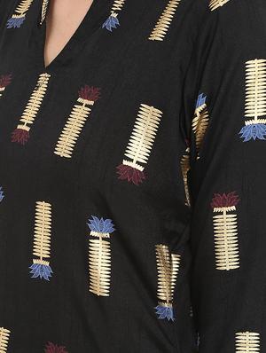 Foil print straight kurta - 15737003 - Standard Image - 4