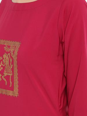 Magenta printed solid kurta - 15737005 - Standard Image - 4