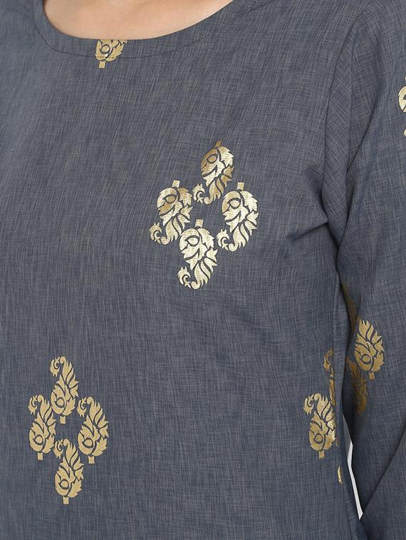 Foil print straight kurta - 15737023 - Zoom Image - 4