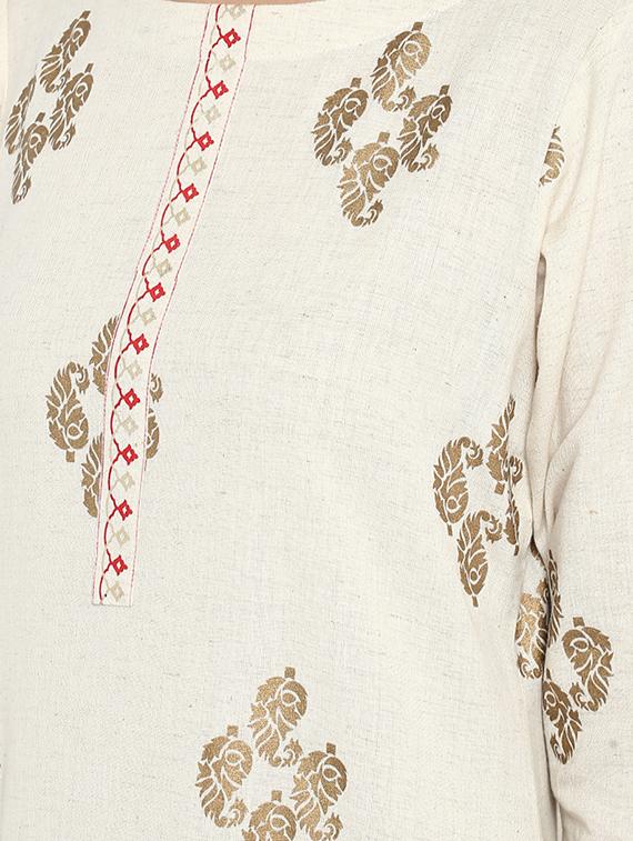 Foil print straight kurta - 15737029 - Zoom Image - 4