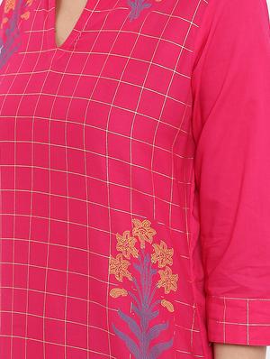 Checkered straight kurta - 15737037 - Standard Image - 4