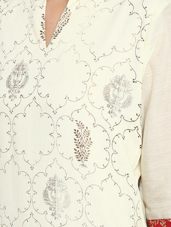 Foil print straight kurta - 15737038 - Zoom Image - 4