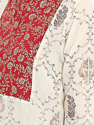 Foil print straight kurta - 15737039 - Standard Image - 4