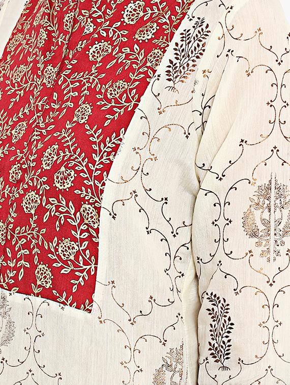 Foil print straight kurta - 15737039 - Zoom Image - 4