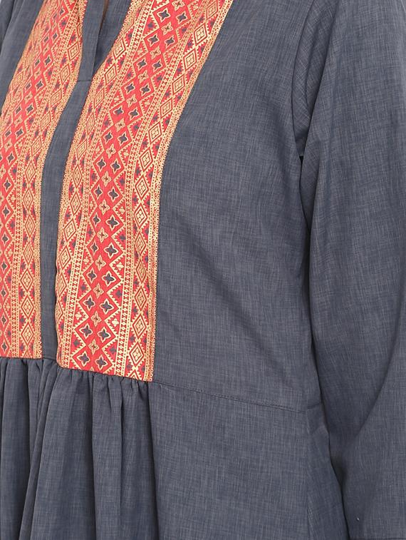 Patch work flared kurta - 15737043 - Zoom Image - 4