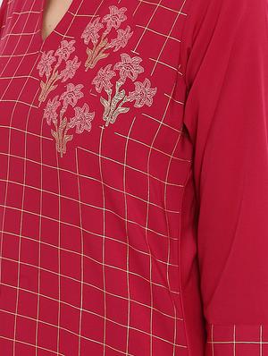 Checkered straight kurta - 15737048 - Standard Image - 4