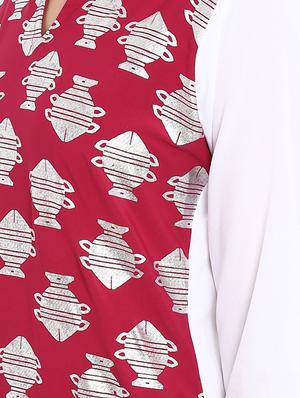 Foil print high low kurta - 15737049 - Standard Image - 4