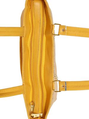 yellow leatherette (pu) regular handbag - 15737063 - Standard Image - 4