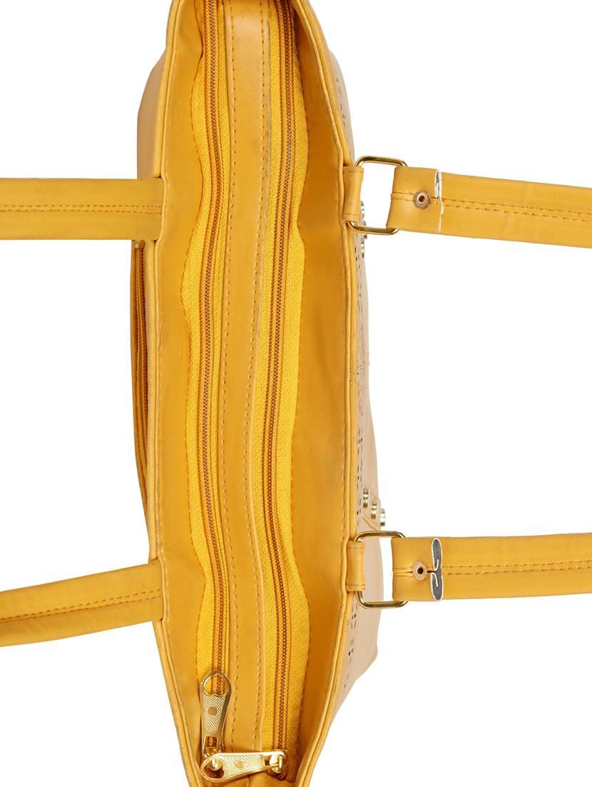yellow leatherette (pu) regular handbag - 15737063 - Zoom Image - 4