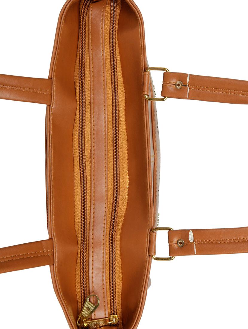 brown leatherette (pu) regular handbag - 15737064 - Zoom Image - 4