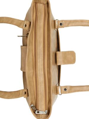 beige leatherette (pu) regular handbag - 15737068 - Standard Image - 4