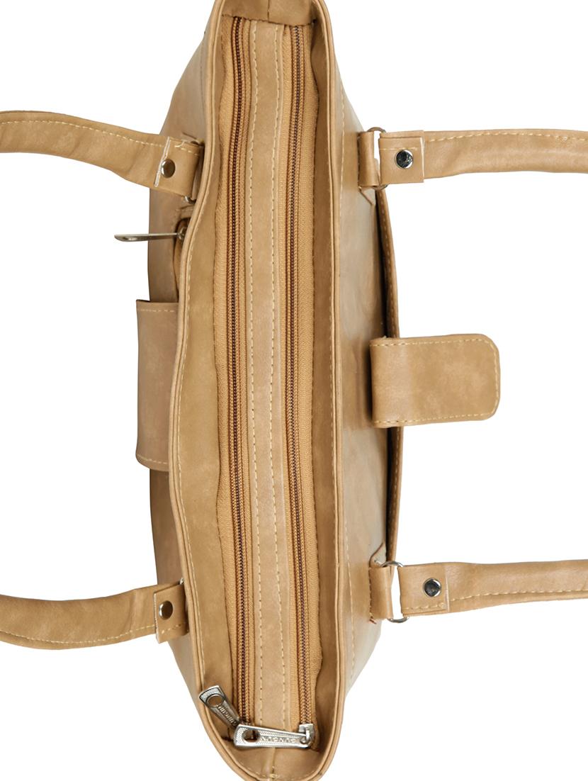 beige leatherette (pu) regular handbag - 15737068 - Zoom Image - 4