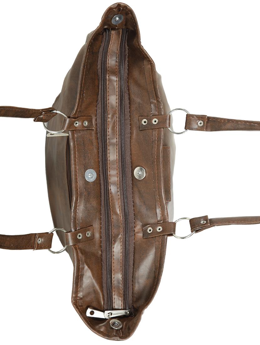 brown leatherette (pu) regular handbag - 15737081 - Zoom Image - 4
