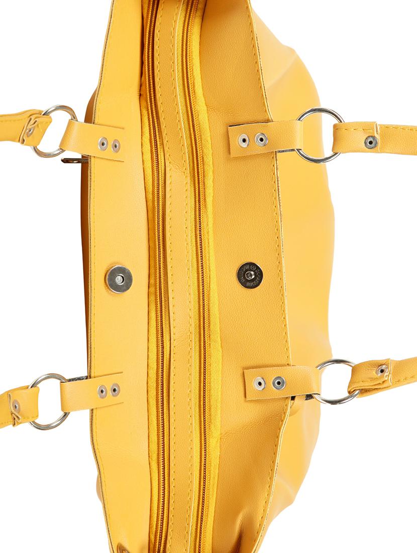 yellow leatherette (pu) regular handbag - 15737116 - Zoom Image - 4