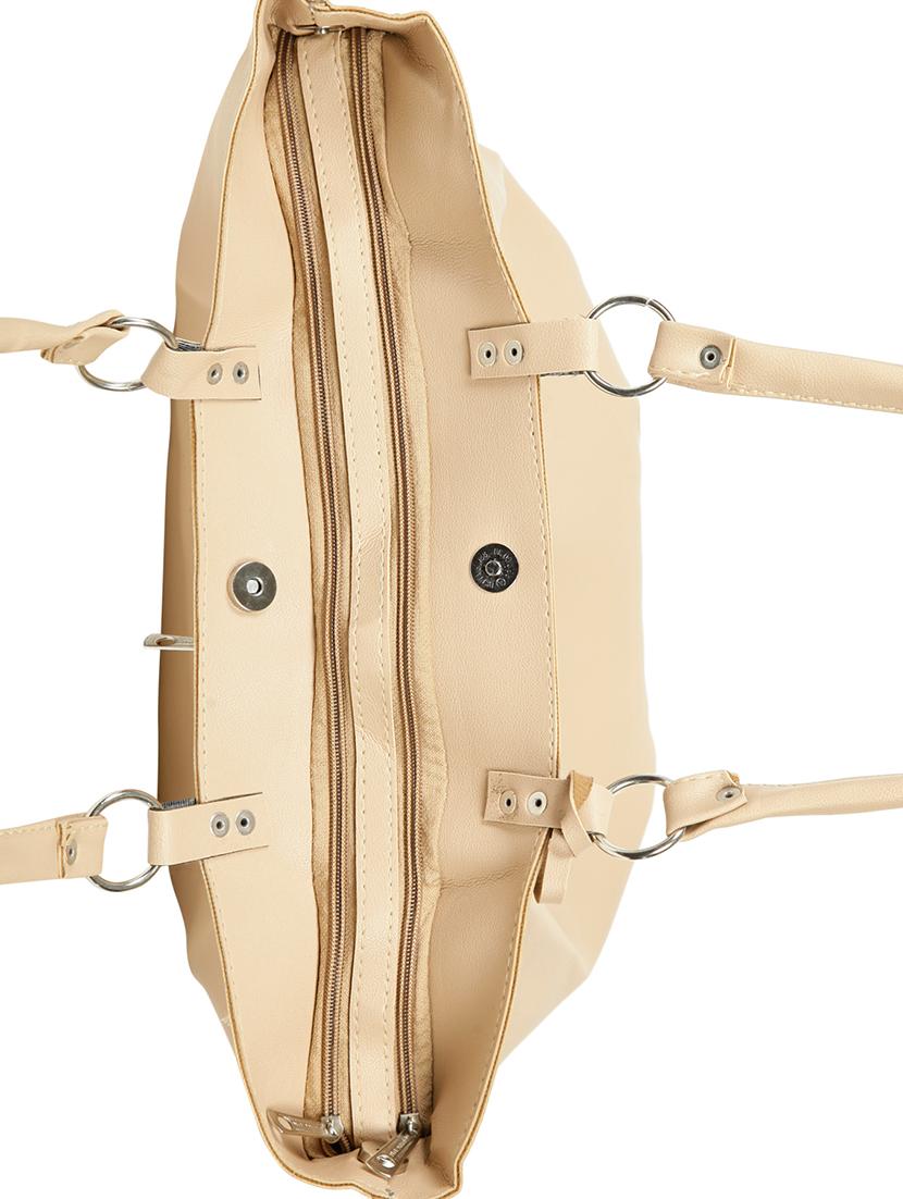 beige leatherette (pu) regular handbag - 15737117 - Zoom Image - 4