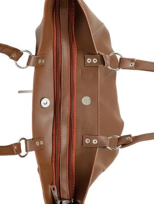 brown leatherette (pu) regular handbag - 15737121 - Standard Image - 4