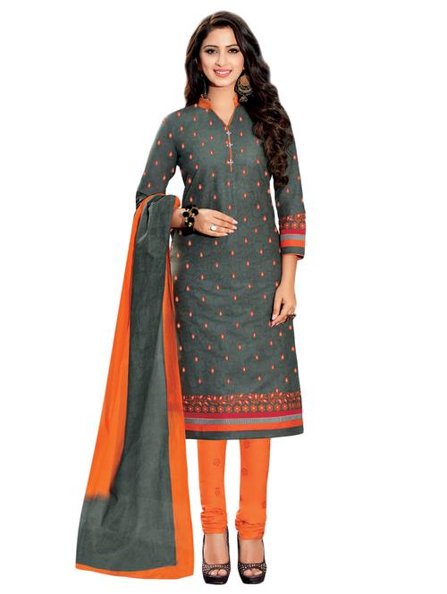 Printed unstitched churidaar suit - 15737502 - Standard Image - 1