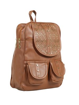 tan leatherette (pu) fashion backpack - 15737535 - Standard Image - 4