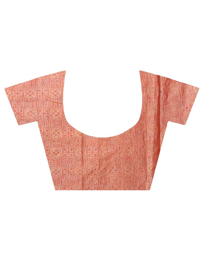 floral chanderi banarasi saree with blouse - 15737558 - Zoom Image - 4