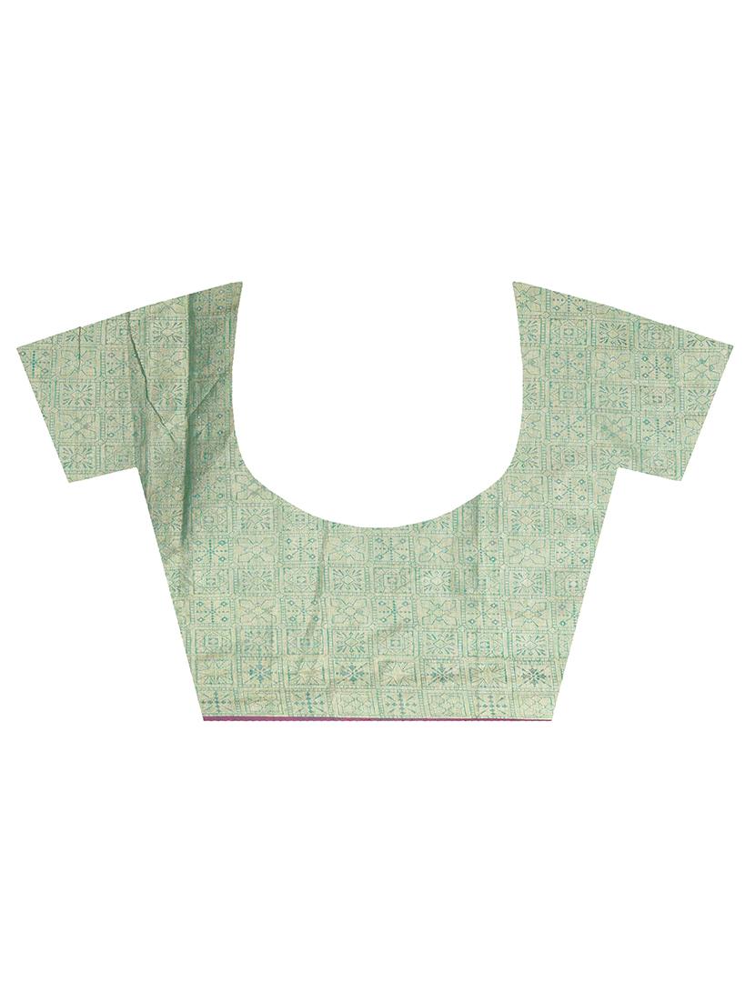 floral chanderi banarasi saree with blouse - 15737559 - Zoom Image - 4