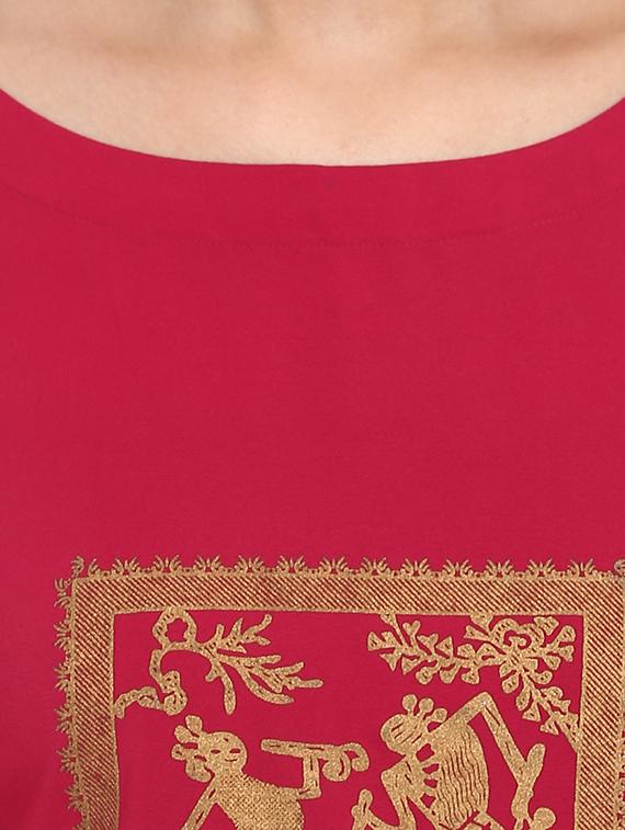 Foil printed kurta with palazzo set - 15737588 - Zoom Image - 4