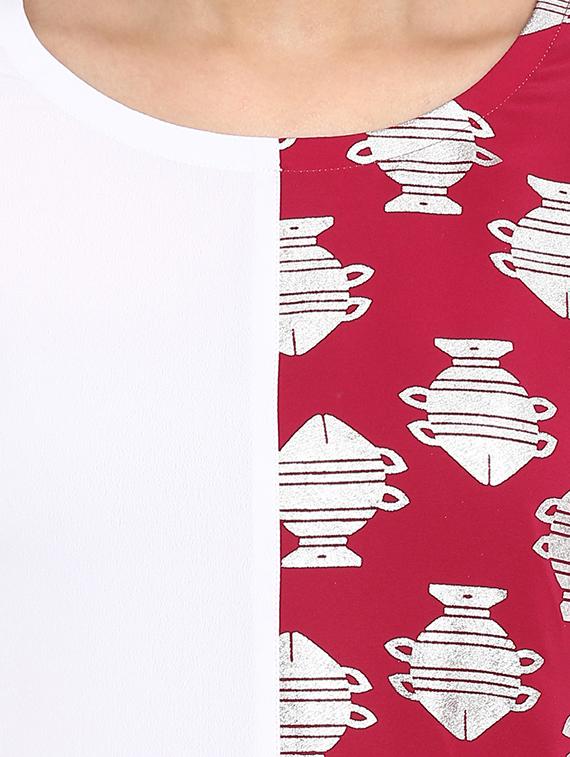 Foil printed color block kurta palazzo set - 15737599 - Zoom Image - 4