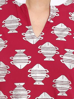 Foil printed kurta with palazzo set - 15737603 - Standard Image - 4