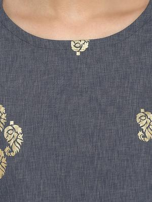 Foil printed kurta with pant set - 15737624 - Standard Image - 4