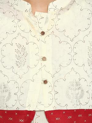 printed kurta palazzo with shrug set - 15737627 - Standard Image - 4