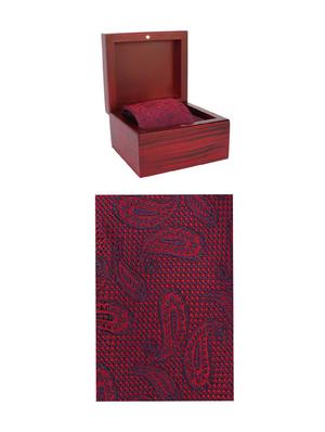 maroon cotton tie with pocketsqaure - 15737836 - Standard Image - 4
