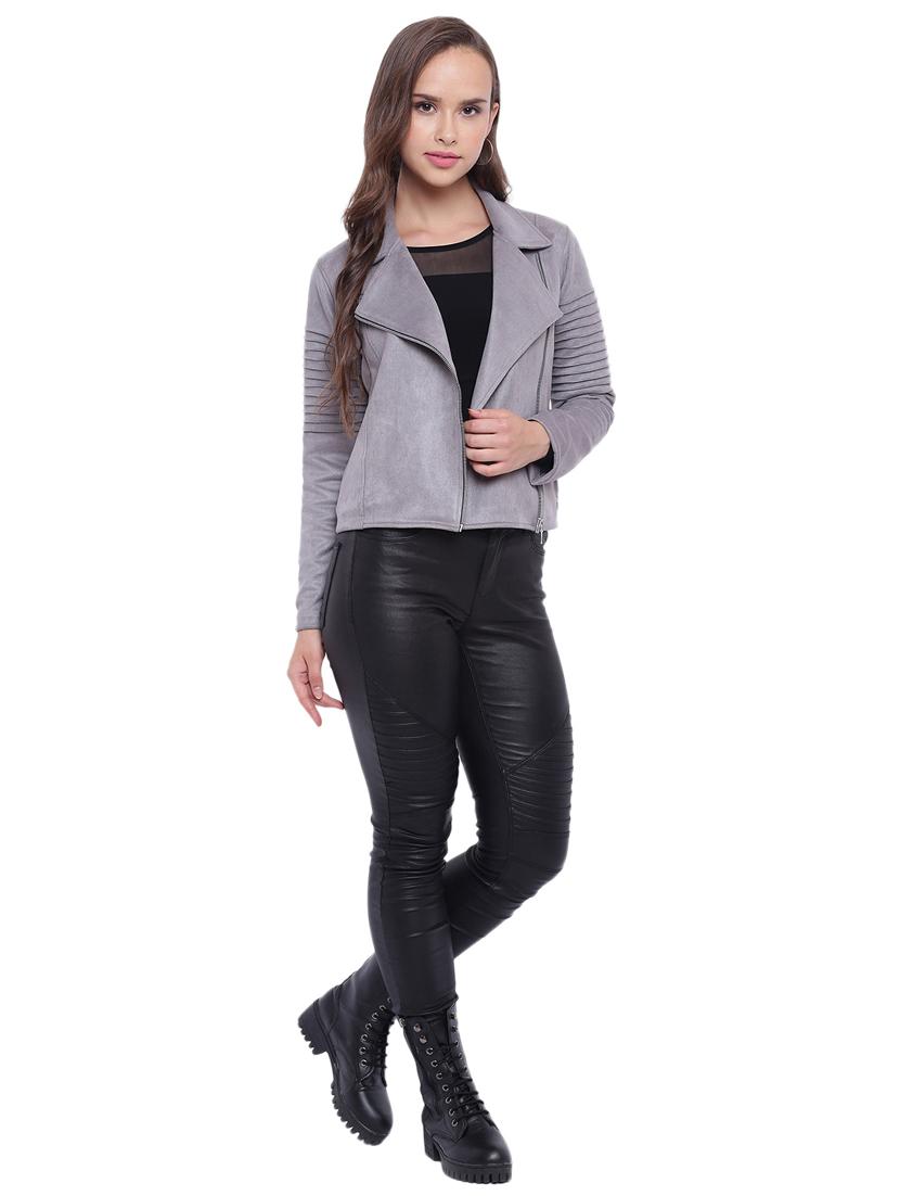 pintucked sleeve zipper detail jacket - 15737941 - Zoom Image - 4