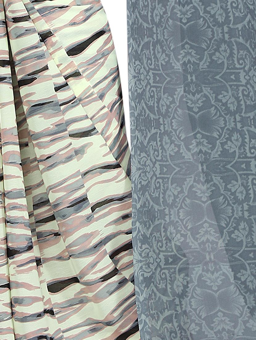 half & half printed saree with blouse - 15738173 - Zoom Image - 4