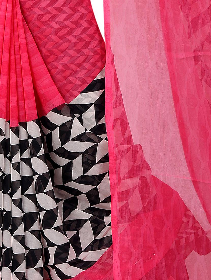 chevron printed saree with blouse - 15738179 - Zoom Image - 4