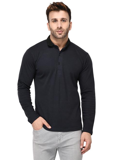 dark blue solid polo t-shirt - 15738549 - Standard Image - 1