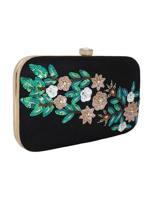 black cotton polyester blend box clutch - 15738588 - Standard Image - 4