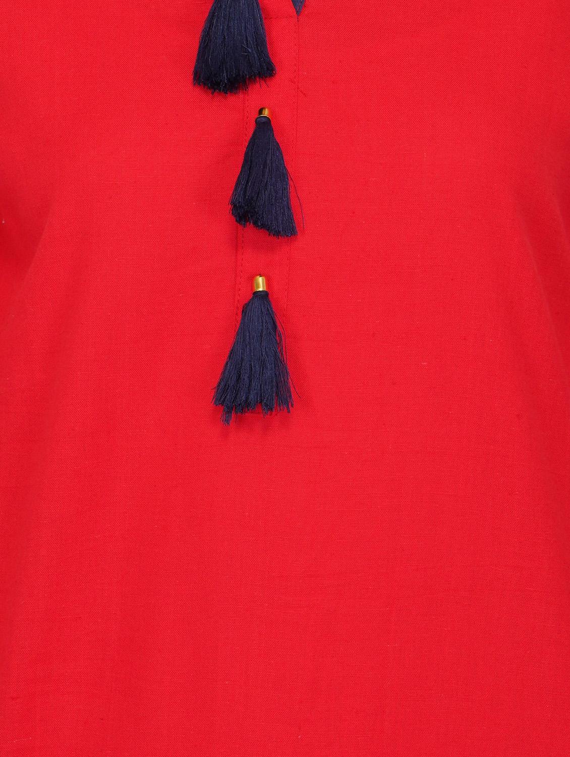 Straight kurta with tassels - 15740011 - Zoom Image - 4