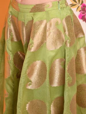 Self-design chanderi flared skirt - 15740977 - Standard Image - 4