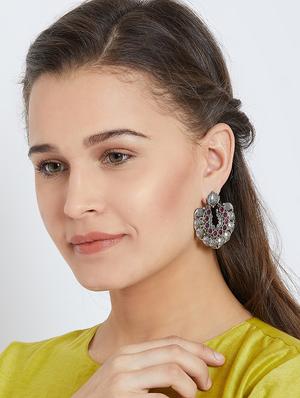 silver brass drop earring - 15742350 - Standard Image - 4