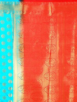 floral zari motif banarasi saree with blouse - 15743802 - Standard Image - 4